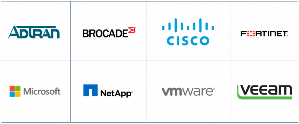 Infrastructure partners include: AdTran, Brocade, CISCO, Fortinet, Microsoft, NetApp, vmware and VEEAM.